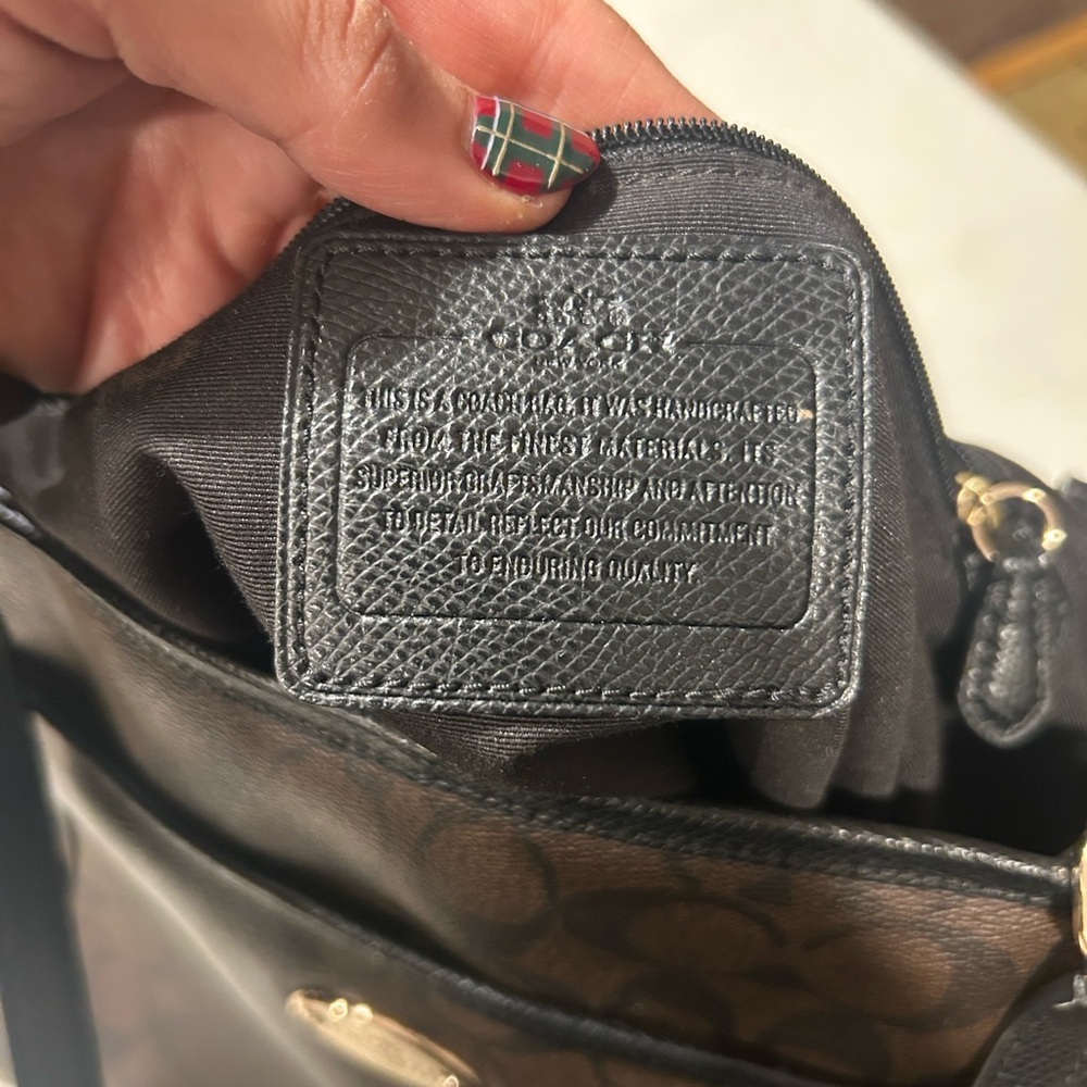 Coach Peyton Signature Pocket Tote Black and Brown Signature - Picture 5 of 9
